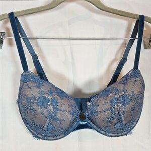 Victorias Secret Crushed Velvet Lace Dream Angels Push Up Bra 34D